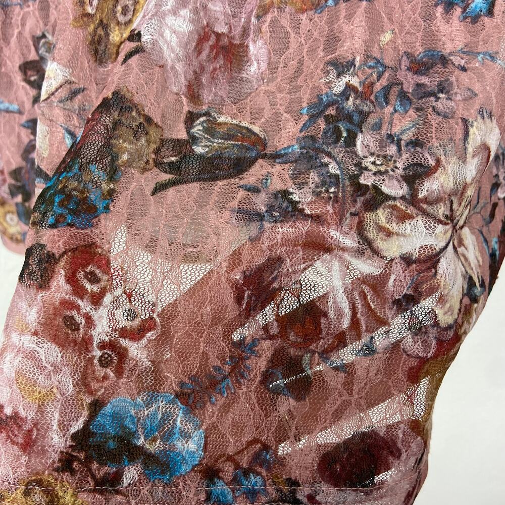 Anthropologie Akemi + Kin Patrizia Floral Blouse Size XS Pink Lace Peasant Top - Picture 6 of 13
